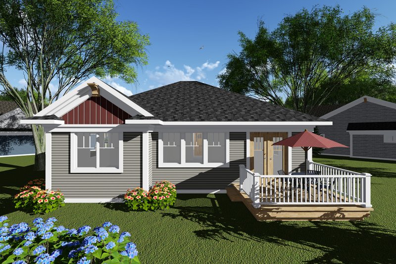Architectural House Design - Exterior - Rear Elevation for Craftsman House Plan #70-1259 - 2 bed, 2 bath