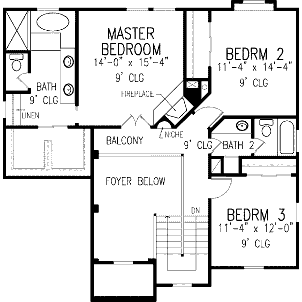 Home Plan - Colonial Floor Plan - Upper Floor Plan #410-366