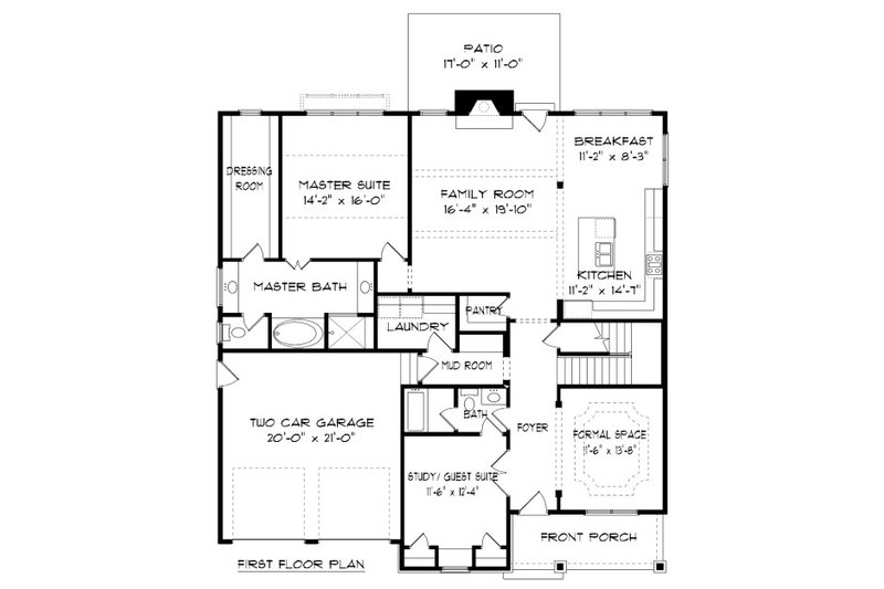 Home Plan - Floor Plan - Main Floor for Tudor House Plan #413-881 - 4 bed, 4 bath