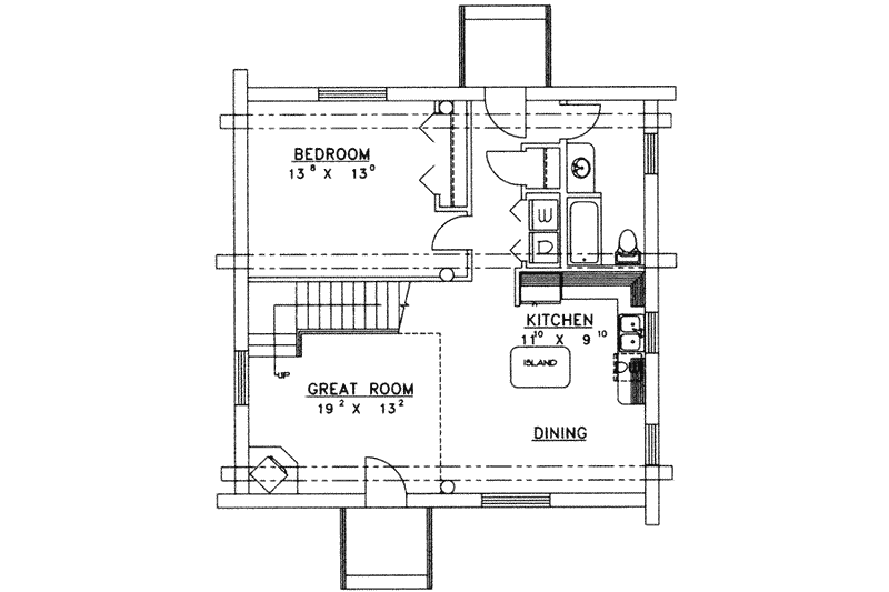 Home Plan - Floor Plan - Main Floor for Log House Plan #117-473 - 2 bed, 2 bath