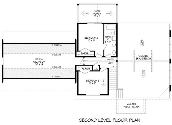 Southern Floor Plan - Upper Floor Plan #932-796