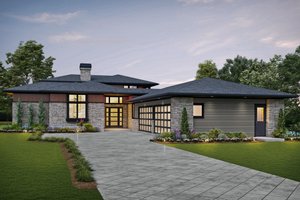 House Blueprint - Contemporary Exterior - Front Elevation Plan #48-1004