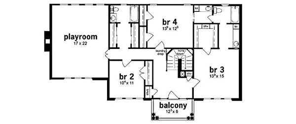 Traditional Floor Plan - Upper Floor Plan #36-237