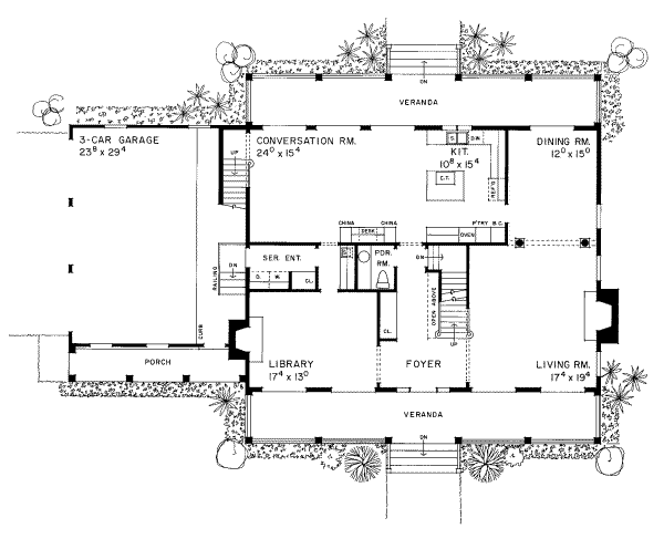 House Design - Southern Floor Plan - Main Floor Plan #72-385