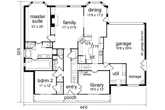 Floor Plan - Main Floor for Country House Plan #84-239 - 5 bed, 4 bath