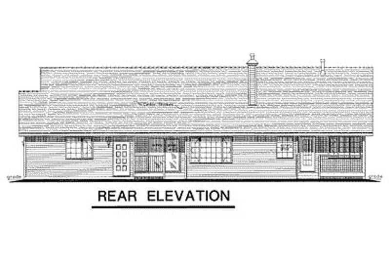 House Blueprint - Exterior - Rear Elevation for Ranch House Plan #18-198 - 3 bed, 2 bath