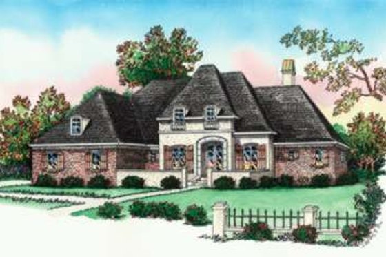 Exterior - Front Elevation for European House Plan #16-317 - 4 bed, 3.5 bath