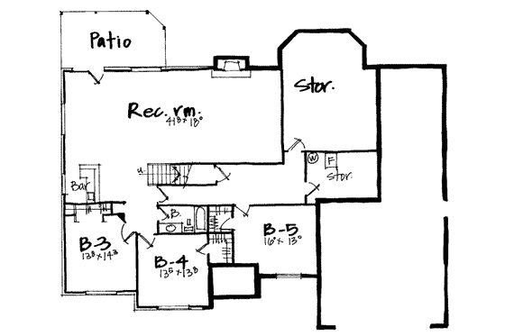 Floor Plan - Lower Floor for European House Plan #308-225 - 4 bed, 3 bath