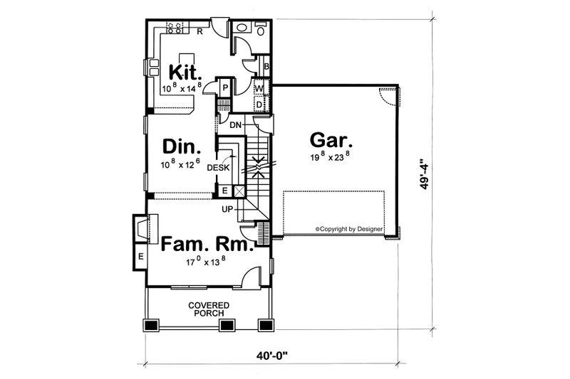 House Plan Design - Floor Plan - Main Floor for Craftsman House Plan #20-1219 - 3 bed, 2.5 bath