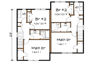 Floor Plan - Upper Floor for Craftsman House Plan #79-237 - 2 bed, 1.5 bath