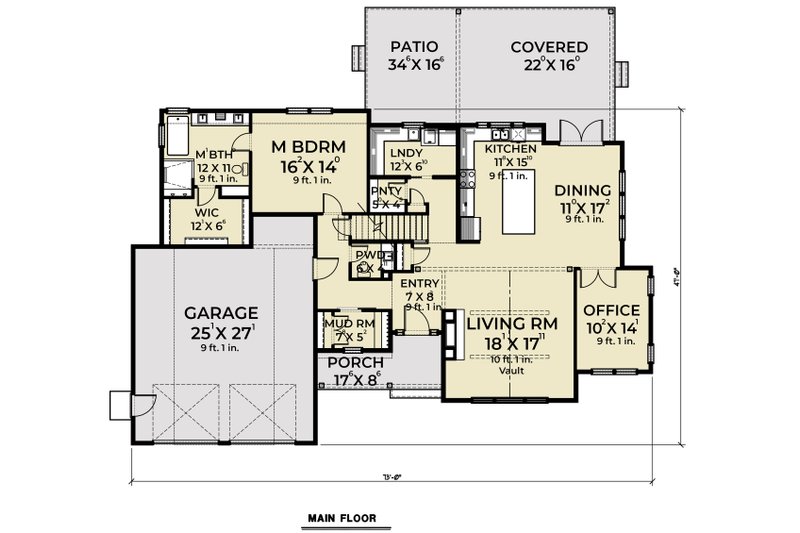 Dream House Plan - Floor Plan - Main Floor for Craftsman House Plan #1070-43 - 4 bed, 2.5 bath