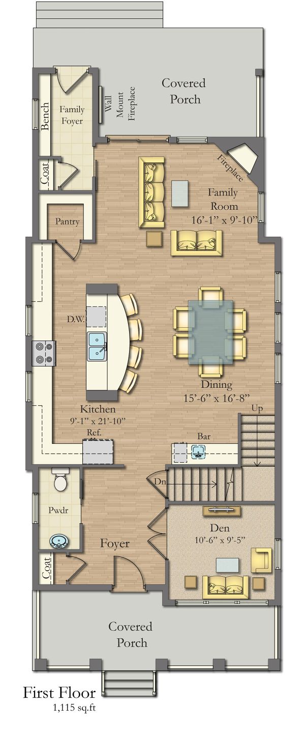 House Blueprint - Craftsman Floor Plan - Main Floor Plan #1057-11