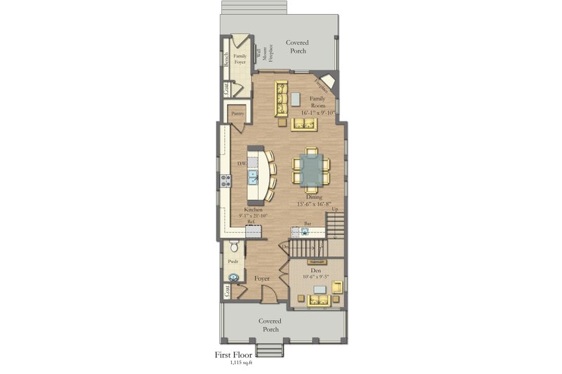 Architectural House Design - Floor Plan - Main Floor for Craftsman House Plan #1057-11 - 4 bed, 2.5 bath