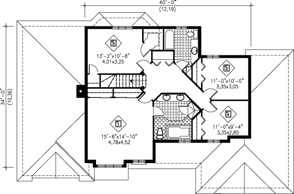 Traditional Floor Plan - Upper Floor Plan #25-2186