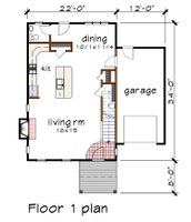 Floor Plan - Main Floor for Modern House Plan #79-328 - 3 bed, 2.5 bath