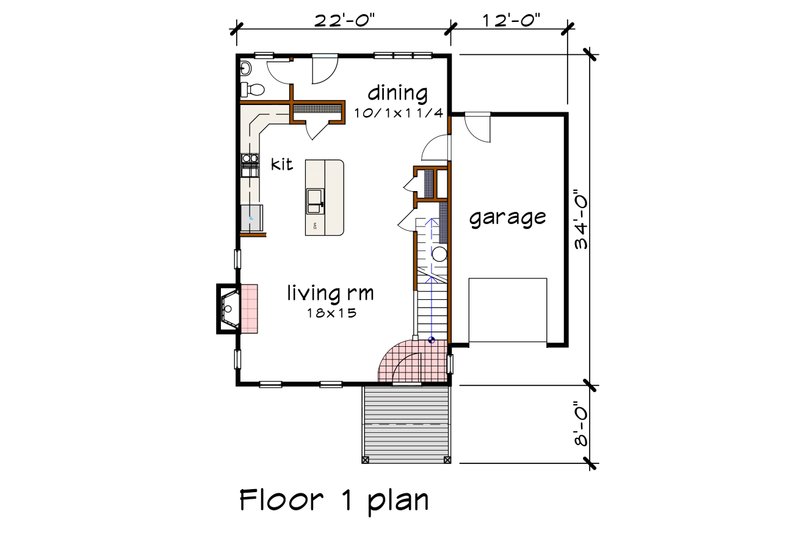 House Blueprint - Floor Plan - Main Floor for Modern House Plan #79-328 - 3 bed, 2.5 bath