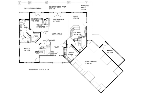 Floor Plan - Main Floor for Craftsman House Plan #117-737 - 3 bed, 2.5 bath