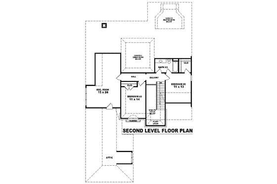 Floor Plan - Upper Floor for European House Plan #81-1574 - 3 bed, 3.5 bath