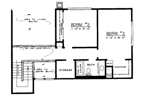Floor Plan - Upper Floor for Traditional House Plan #303-114 - 3 bed, 2.5 bath