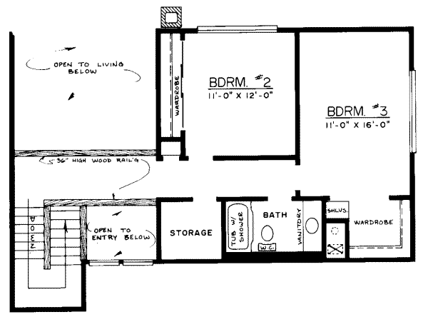 Traditional Floor Plan - Upper Floor Plan #303-114