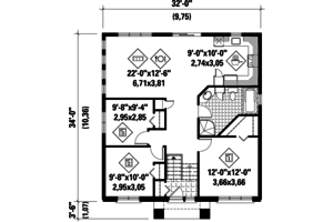 Floor Plan - Main Floor for Contemporary House Plan #25-4270 - 3 bed, 1 bath