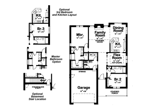 Floor Plan - Main Floor for Ranch House Plan #20-1529 - 2 bed, 2 bath