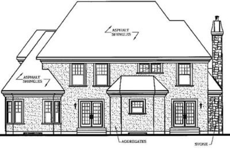Home Plan - Exterior - Rear Elevation for European House Plan #23-408 - 4 bed, 3.5 bath
