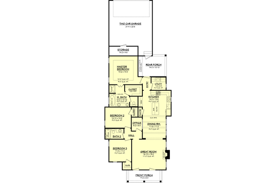 Floor Plan - Main Floor for Cottage House Plan #430-63 - 3 bed, 2 bath