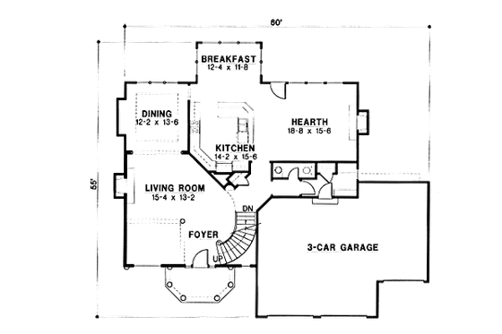 Floor Plan - Main Floor for European House Plan #67-130 - 4 bed, 3.5 bath