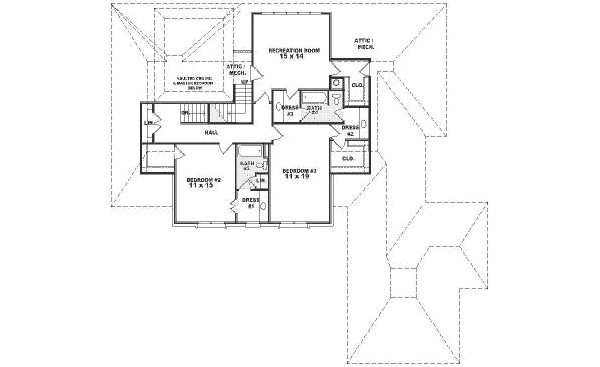 Traditional Floor Plan - Upper Floor Plan #81-348