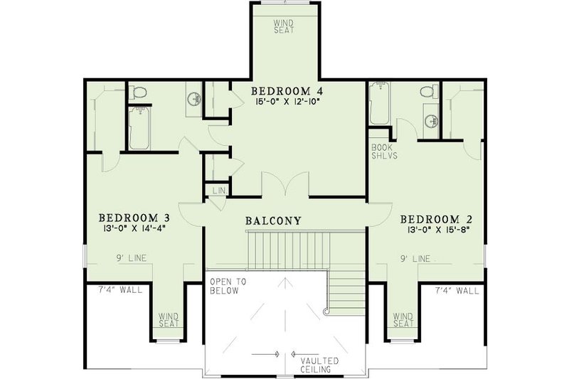 Home Plan - Floor Plan - Upper Floor for Traditional House Plan #17-225 - 4 bed, 4.5 bath
