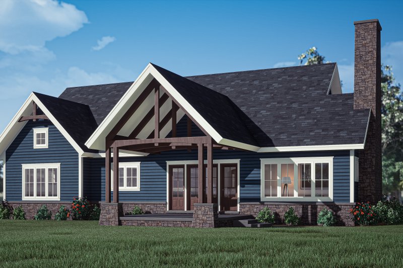 House Blueprint - Exterior - Rear Elevation 1 for Craftsman House Plan #1088-10 - 2 bed, 2 bath