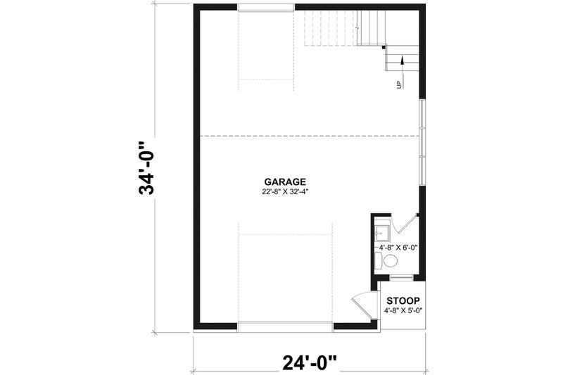 Architectural House Design - Floor Plan - Main Floor for Farmhouse House Plan #23-2888, 1 bath