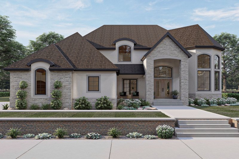 Dream House Plan - Mediterranean Exterior - Front Elevation Plan #455-174