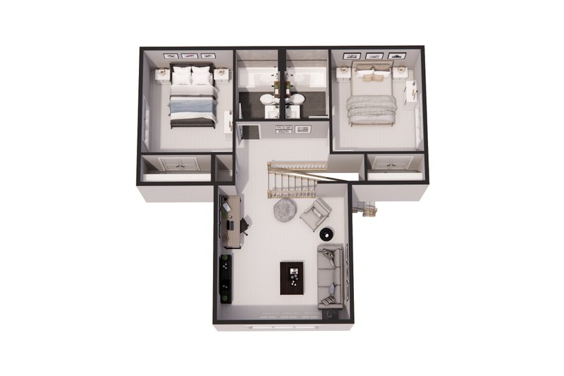 House Blueprint - Floor Plan - Upper Floor 1 for Farmhouse House Plan #51-1291 - 4 bed, 4 bath