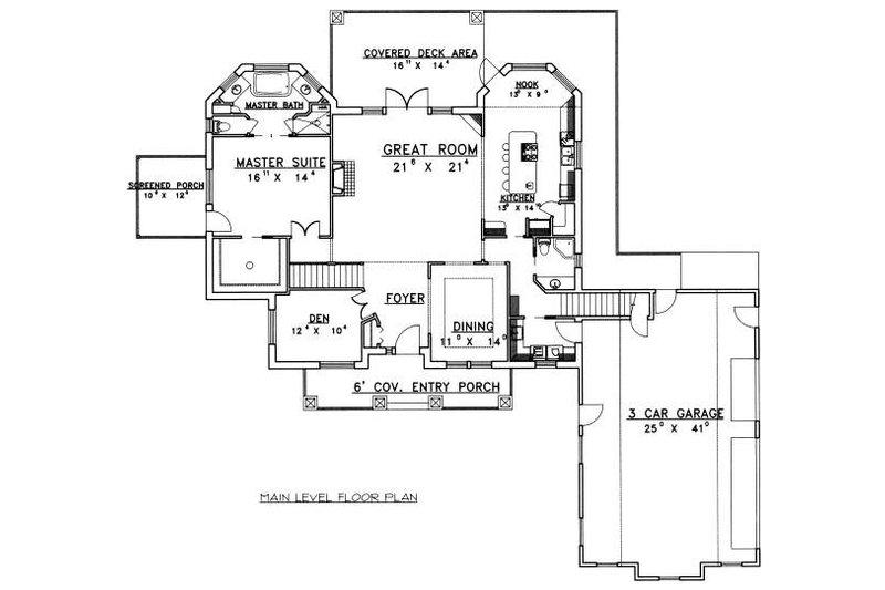 House Plan Design - Floor Plan - Main Floor for Bungalow House Plan #117-569 - 1 bed, 1.5 bath
