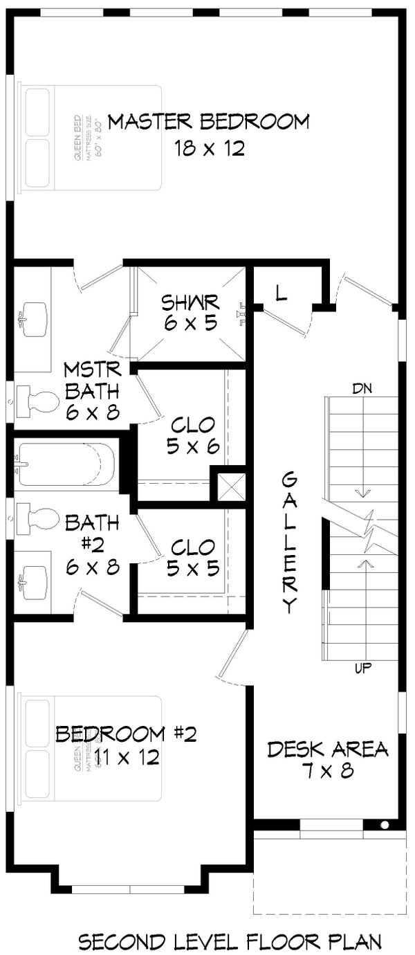 Contemporary Floor Plan - Upper Floor Plan #932-1042