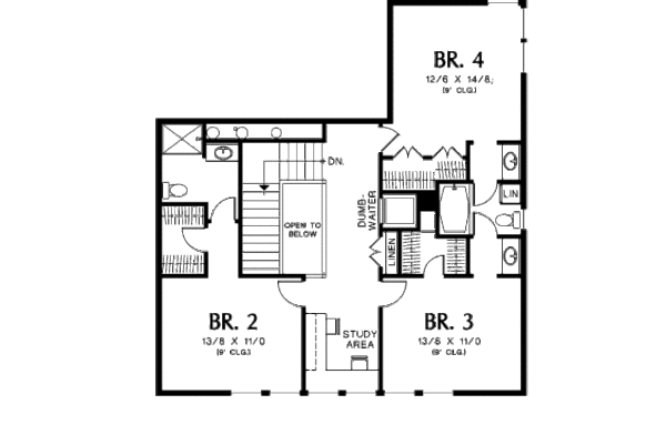 Architectural House Design - Prairie Floor Plan - Upper Floor Plan #48-355