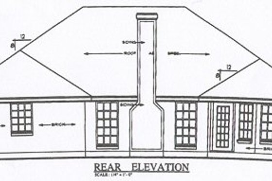 Exterior - Rear Elevation for Traditional House Plan #42-229 - 3 bed, 2 bath