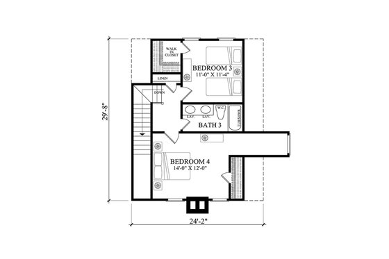 Floor Plan - Upper Floor for Country House Plan #137-375 - 4 bed, 3 bath