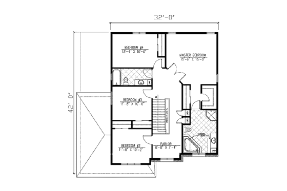Floor Plan - Upper Floor for European House Plan #138-259 - 4 bed, 2.5 bath