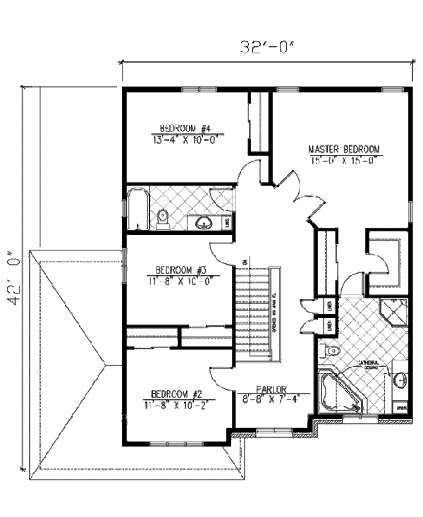 European Floor Plan - Upper Floor Plan #138-259