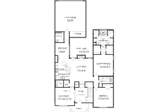 Floor Plan - Main Floor for European House Plan #63-124 - 4 bed, 3.5 bath