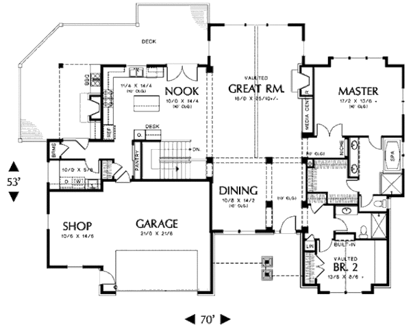 House Plan Design - Craftsman Floor Plan - Main Floor Plan #48-242