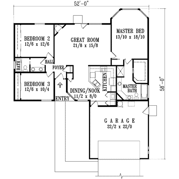 Adobe / Southwestern Floor Plan - Main Floor Plan #1-1308