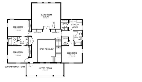 Dream House Plan - Southern Floor Plan - Upper Floor Plan #1058-178