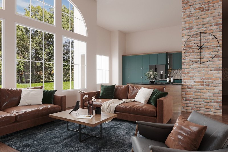 Architectural House Design - Interior - Family Room for Farmhouse House Plan #54-419 - 3 bed, 2.5 bath