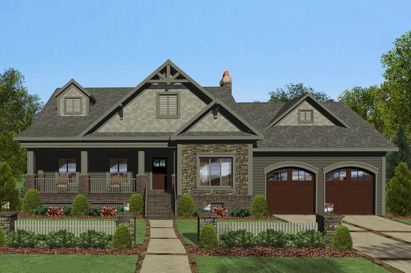 House Blueprint - Craftsman Exterior - Front Elevation Plan #56-710