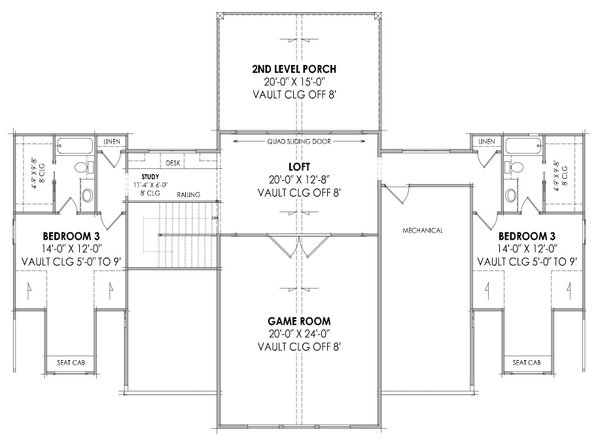 Country Floor Plan - Upper Floor Plan #1096-3