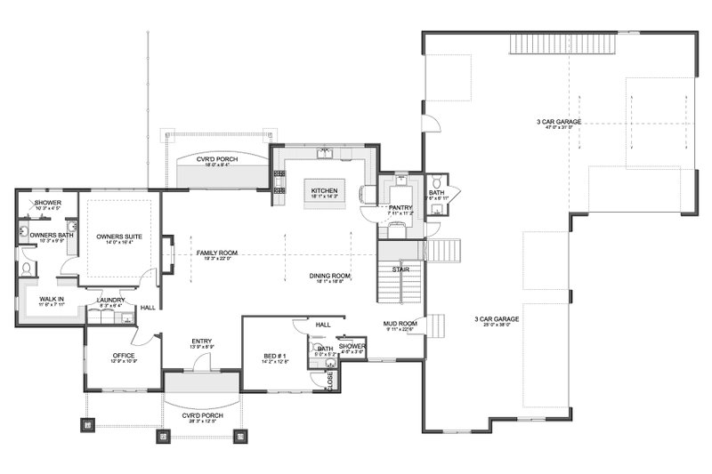Dream House Plan - Floor Plan - Main Floor for Farmhouse House Plan #1060-426 - 2 bed, 3.5 bath
